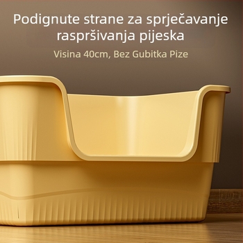 Posuda za mačji pijesak s poluzatvorenim dizajnom, protiv prskanja, s mogućnošću uklanjanja, otvoreni stil, PP materijal, marka Peyton/PEID