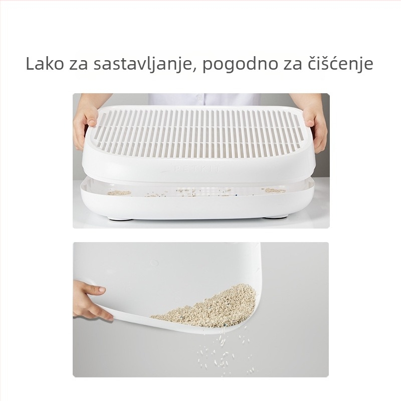 Xiaopei Podložka za kontrolu mačjeg pijeska, okrugla PVC podloga s dvostrukim filtrom, podržava pametne funkcije, kompatibilno sa poluzatvorenim kutijama za mačke