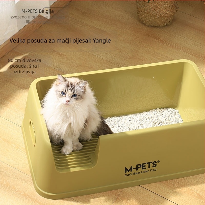 Mpets ogromna otvorena kutija za mačji pijesak, ekstra velika, protiv prosipanja, mačja WC Maine Coon Ragdoll
