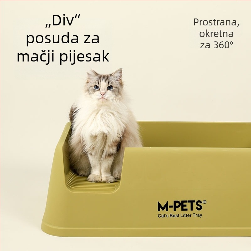 Mpets ogromna otvorena kutija za mačji pijesak, ekstra velika, protiv prosipanja, mačja WC Maine Coon Ragdoll