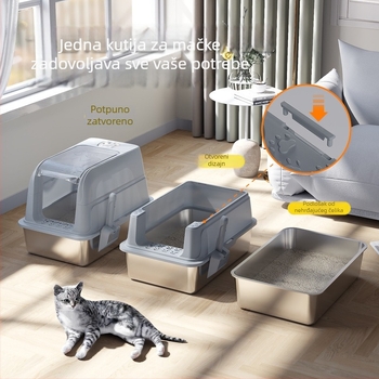 Kutija za mačji pijesak, potpuno zatvorena, s protiv prskanja i mirisa, ABS plastika, Meow kurosawa