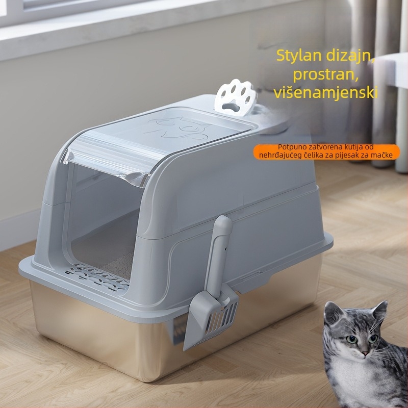 Kutija za mačji pijesak, potpuno zatvorena, s protiv prskanja i mirisa, ABS plastika, Meow kurosawa