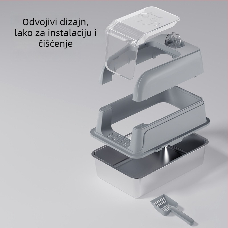 Kutija za mačji pijesak, potpuno zatvorena, s protiv prskanja i mirisa, ABS plastika, Meow kurosawa