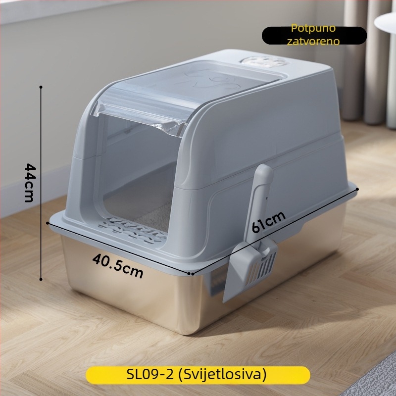 Kutija za mačji pijesak, potpuno zatvorena, s protiv prskanja i mirisa, ABS plastika, Meow kurosawa