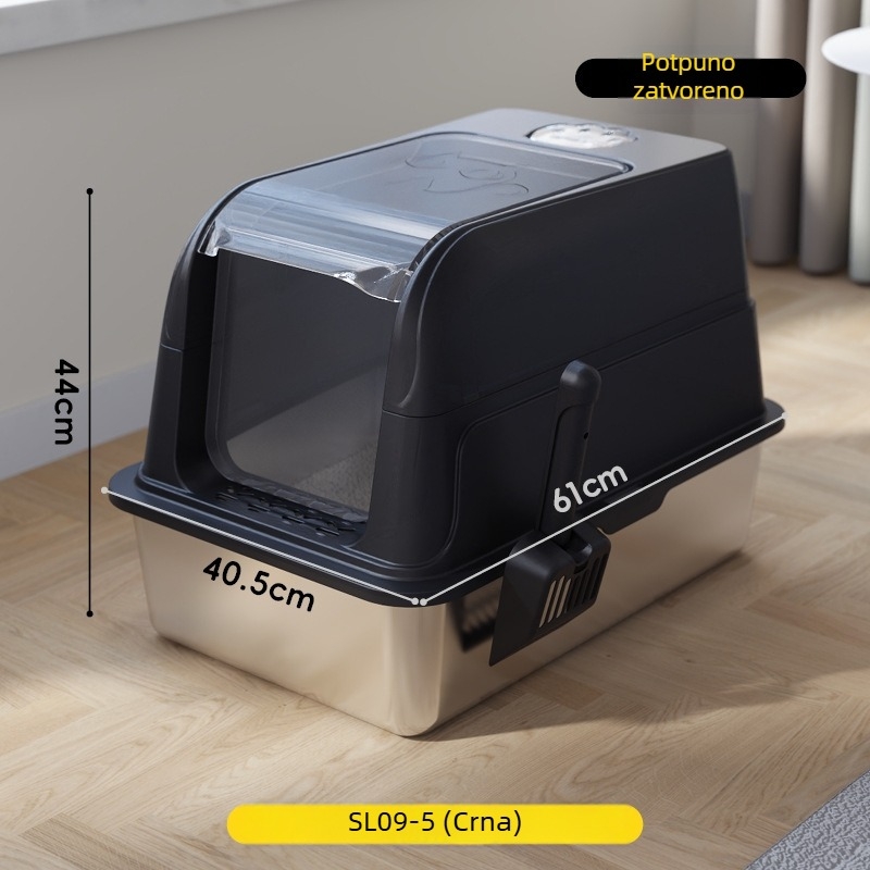 Kutija za mačji pijesak, potpuno zatvorena, s protiv prskanja i mirisa, ABS plastika, Meow kurosawa