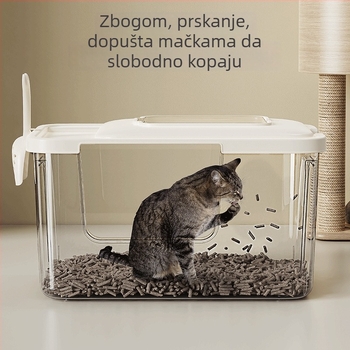 Kutija za pijesak za mačke s otvorenim poluzatvorenim dizajnom protiv prskanja, metal i plast, pogodna za mačke