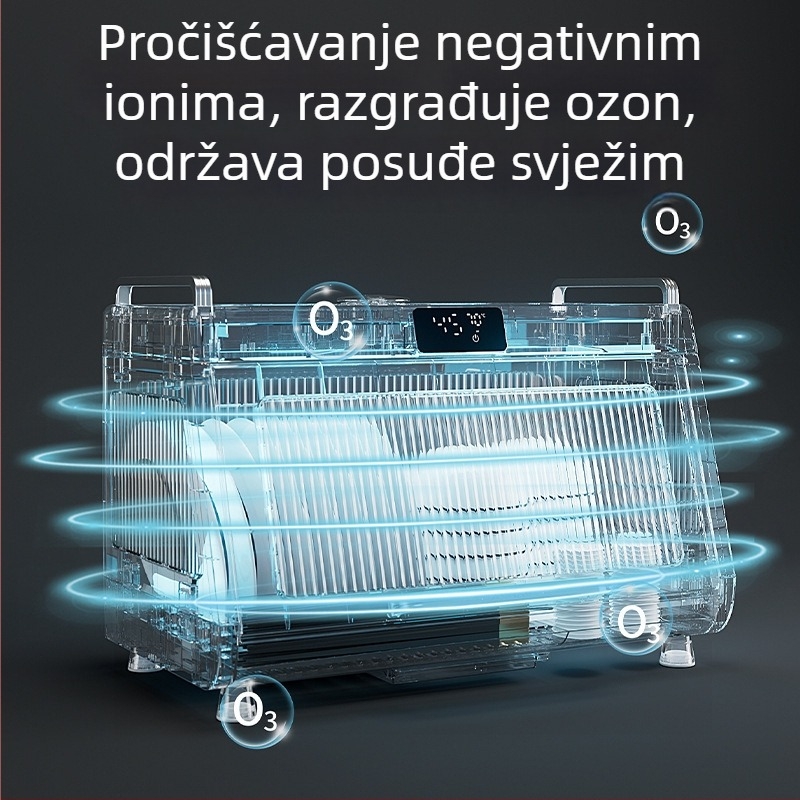 Kompaktni kuhinjski stalak za posuđe s integriranim sušenjem i dezinfekcijom, za tanjure i pribor