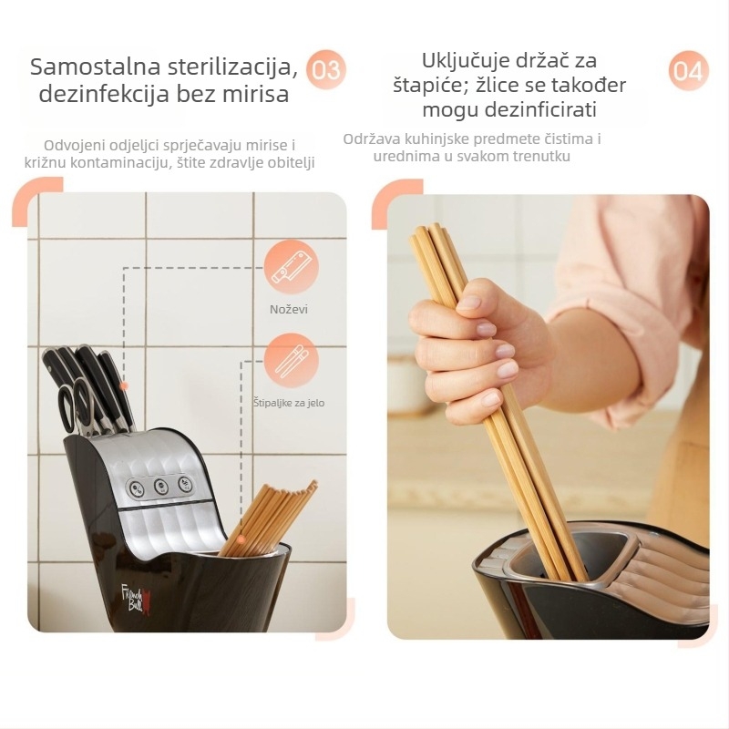Sve-u-jednom dezinfekcijski držač noževa i kutija za štapiće sa sušenjem • materijal PP+PET • stolni dizajn • minimalistički stil