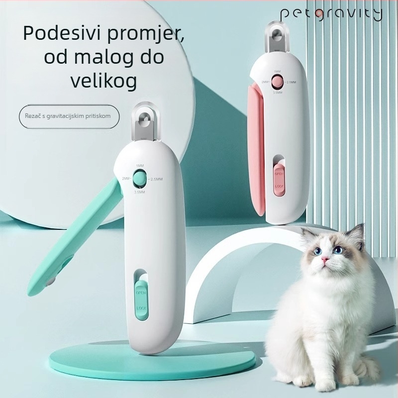 Klešta za nokte mačaka i zečeva s podešavajućim kružnim otvorom, Gravity Pusher mehanizam, za početnike