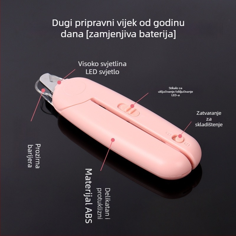Klešta za nokte kućnih ljubimaca sa LED svjetlom, za mačke i pse, bez marke