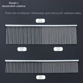 Meow Xinbao dvozubni češalj za njegu kućnih ljubimaca, nehrđajući čelik