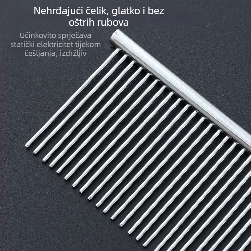 Meow Xinbao dvozubni češalj za njegu kućnih ljubimaca, nehrđajući čelik