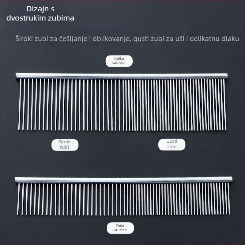 Meow Xinbao dvozubni češalj za njegu kućnih ljubimaca, nehrđajući čelik