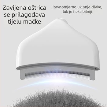Greb za uklanjanje dlaka kućnih ljubimaca — zakrivljen, s finim zubima; Materijal: plast + nehrđajući čelik; 117 g po pakiranju; 120 paketa po kartonu