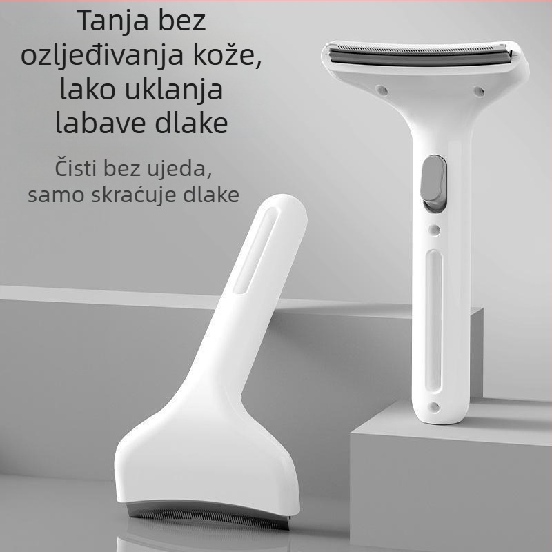 Greb za uklanjanje dlaka kućnih ljubimaca — zakrivljen, s finim zubima; Materijal: plast + nehrđajući čelik; 117 g po pakiranju; 120 paketa po kartonu