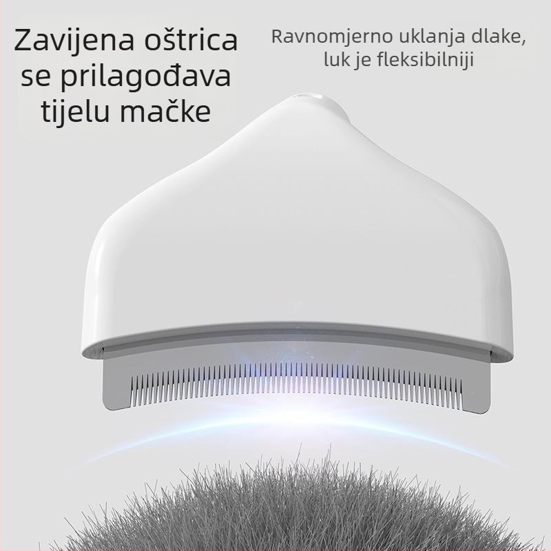 Greb za uklanjanje dlaka kućnih ljubimaca — zakrivljen, s finim zubima; Materijal: plast + nehrđajući čelik; 117 g po pakiranju; 120 paketa po kartonu