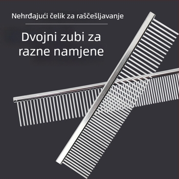 Nerđajući čelik dvostrani ravni češalj za mačke i pse
