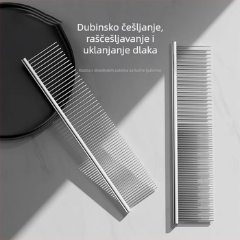 Češalj za kućne ljubimce od nehrđajućeg čelika za raščešljavanje dugodlakih mačaka i pasa, s gustim zubima