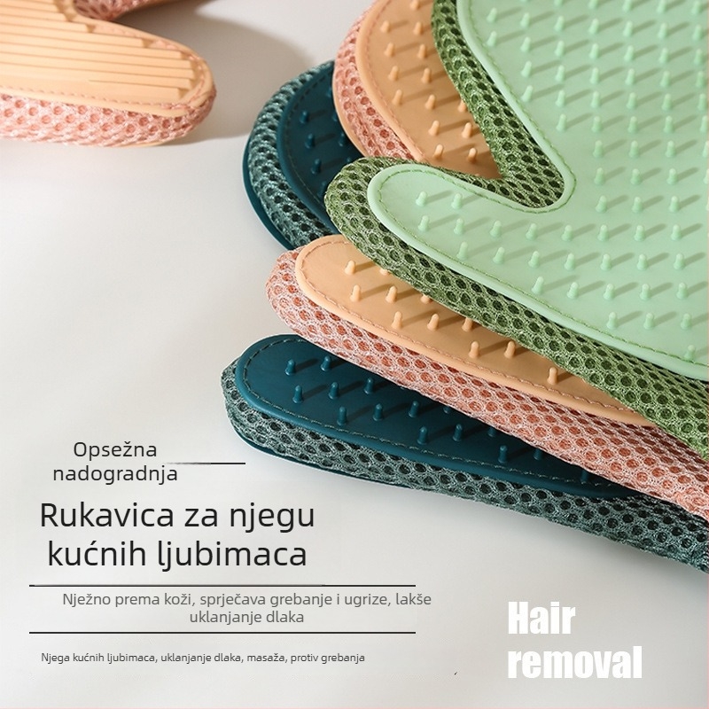 Rukavice za njegovanje mačaka — uklanjanje labave dlake, čišćenje dlake, zaštita od grebanja, materijal: plastika