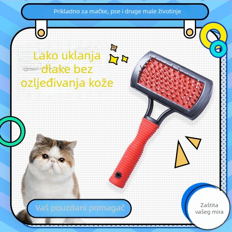 Mailang Dvostrani češalj za kućne ljubimce – plastični, podrijetlo Zhenjiang; uklanjanje dlaka, čišćenje, masaža, uklanjanje buha