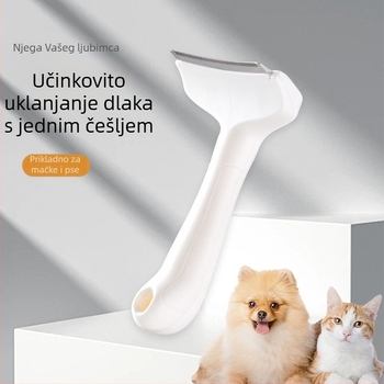 Četka za njegu dlake mačaka i psa s zakrivljenom oštricom i prorednim zubima — ABS i čelik