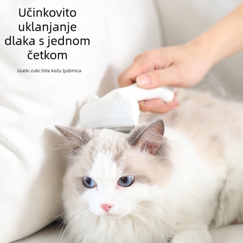 Četka za njegu dlake mačaka i psa s zakrivljenom oštricom i prorednim zubima — ABS i čelik