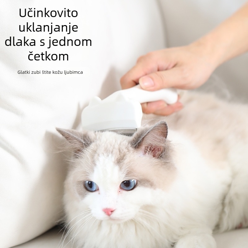 Četka za njegu dlake mačaka i psa s zakrivljenom oštricom i prorednim zubima — ABS i čelik