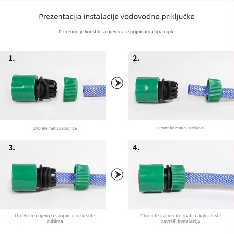 Plastični spoj za vodovodnu cijev, četverostruki konektor za navodnjavanje, produženje spojeva cijevi