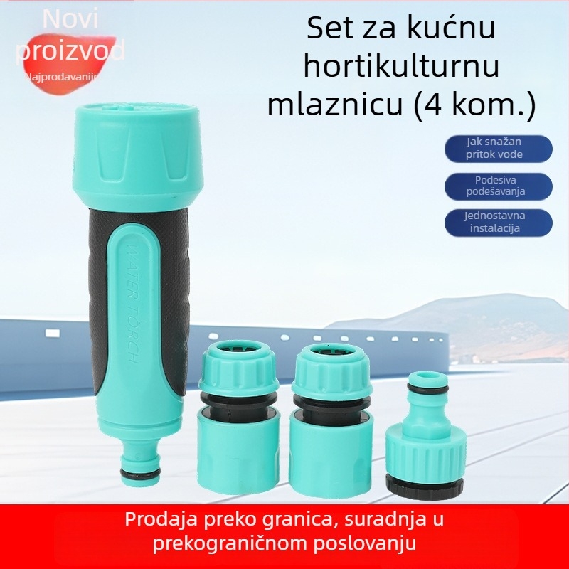 Mlaznica za prskanje, četverodjelni kućanski set, plastika, brzi spoj, standardni priključak