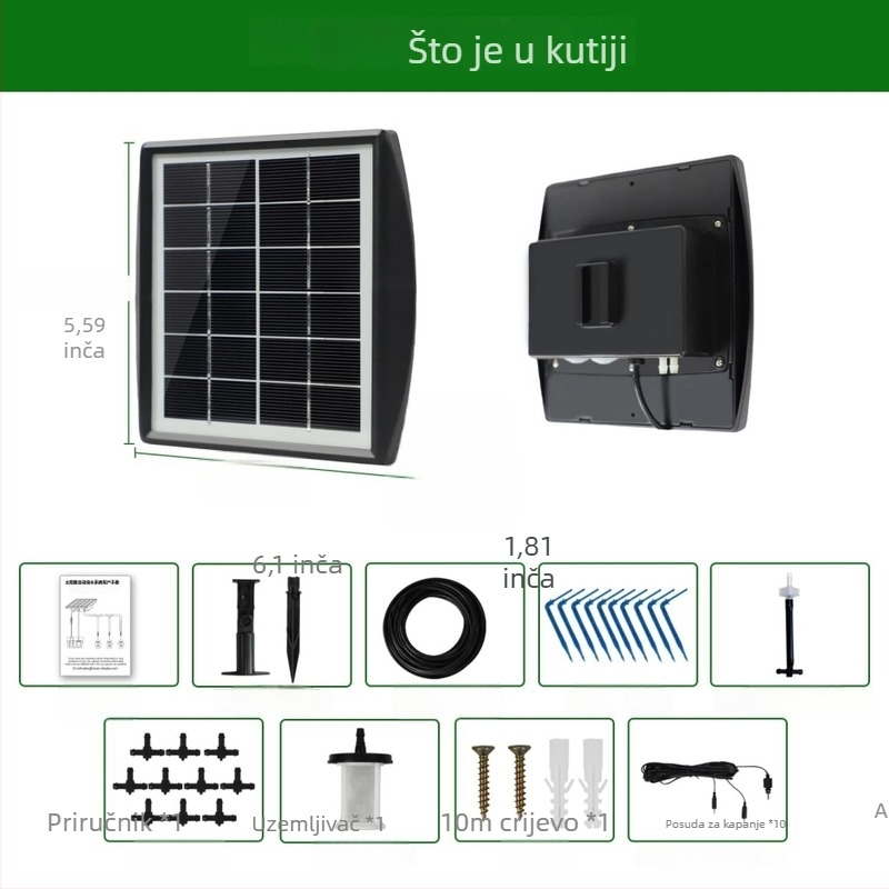 Solarni sustav kapljičnog navodnjavanja s 15 m cijevi i tajmerom, za vrt i balkon, automatsko navodnjavanje