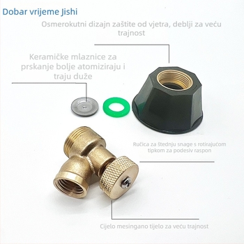 Prilagodljiva mlaznica za poljoprivrednu upotrebu, tijelo od bakro-cinkova legura s plastičnim štitnikom, navoj M14×1,5