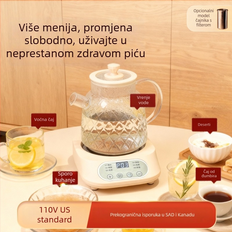 Staklena posuda za zdravi čaj, 220V, 500W, upravljanje mikrokompjuterom (BG-A1)