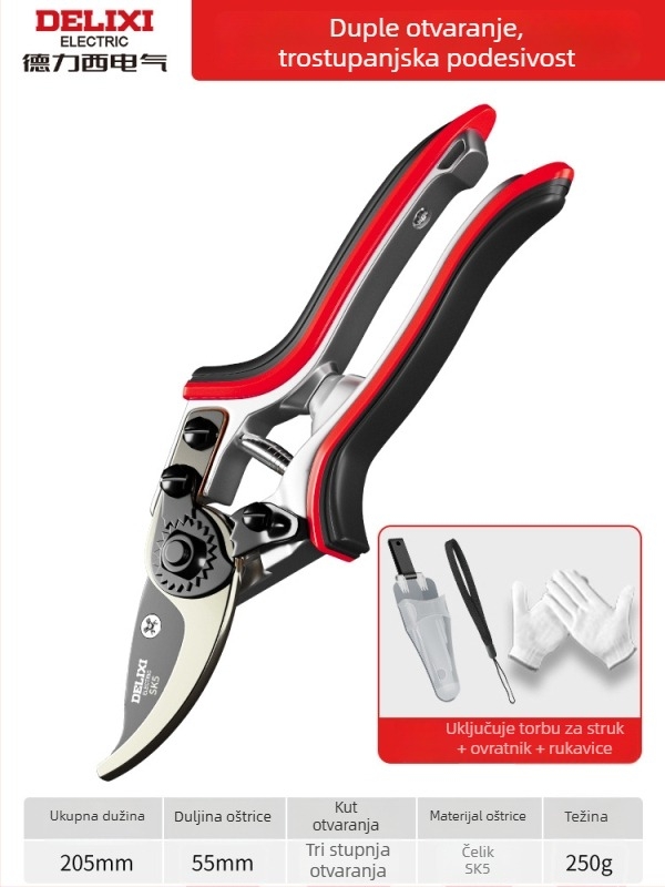 Škarice za podrezivanje Master Craftsman M79 — tri brzine podesive, vrtne škarice za cijepljenje voćnih stabala