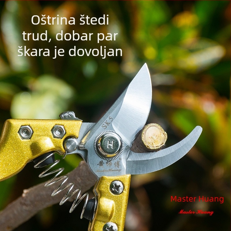 Škarice za podrezivanje voćaka, SK5 čelik, ergonomski dizajn koji štedi napor, marka Master Huang.