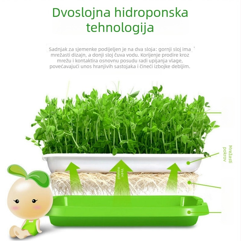 Hidroponska posuda za klijanje grahorica, PP, regulirani izlaz vode, fiksni izlaz