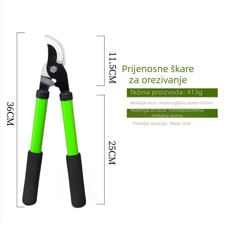 Čvrste škare za rezanje debelih grana voćaka, prijenosne i učinkovite za rad u vrtu
