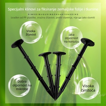 Plastični klinovi za učvršćivanje mreže protiv korova u vrtu