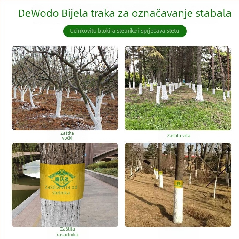 Traka protiv insekata za stabla i rasadnike, šumarska lovna traka za vrt, bijela traka za označavanje visine biljaka