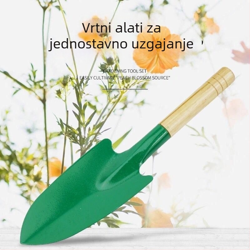 Mala lopata za cvijeće s drvenom drškom, vrtni alat za sadnju