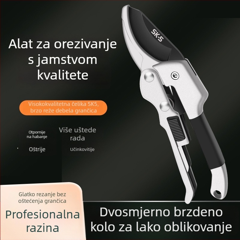 Vrtne škare za podrezivanje debelih grana s kliznim mehanizmom, SK5 nehrđajući čelik, uštedu napora