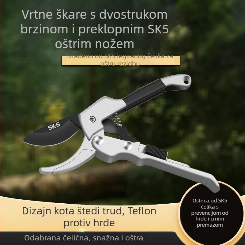 Vrtne škare za podrezivanje debelih grana s kliznim mehanizmom, SK5 nehrđajući čelik, uštedu napora