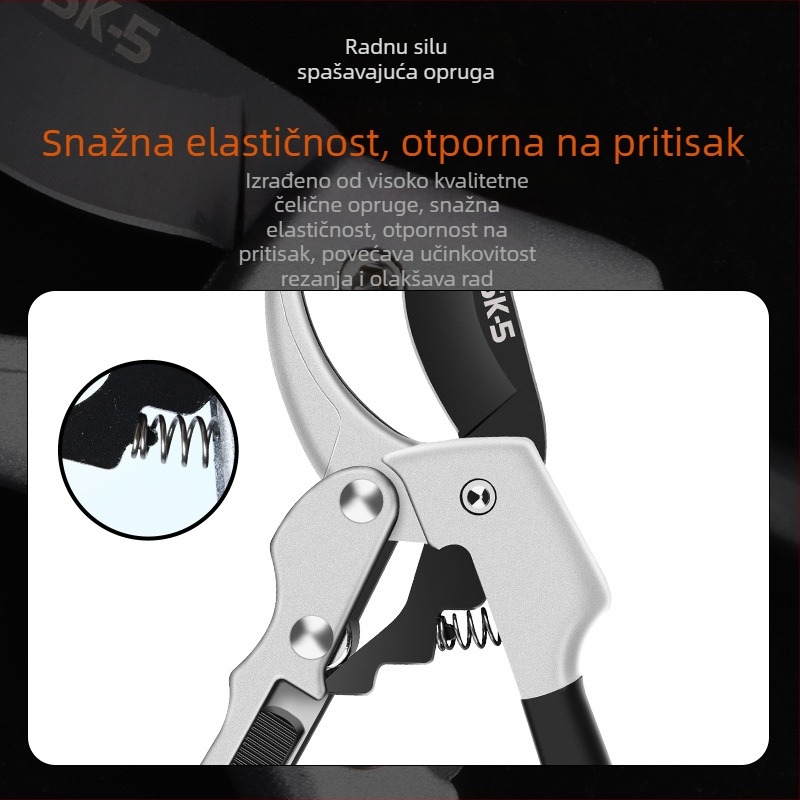 Vrtne škare za podrezivanje debelih grana s kliznim mehanizmom, SK5 nehrđajući čelik, uštedu napora