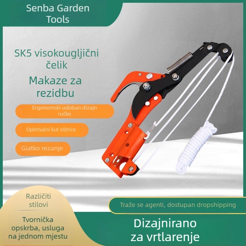 2-u-1 alat za rezanje visokih grana s najlonskim užetom za voćke