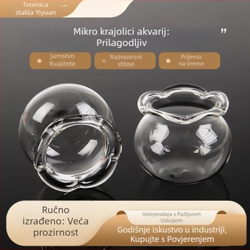 Stakleni akvarij s mikropejzažom, jednostavan ekološki spremnik za dom i ured, mogućnost tiska logotipa