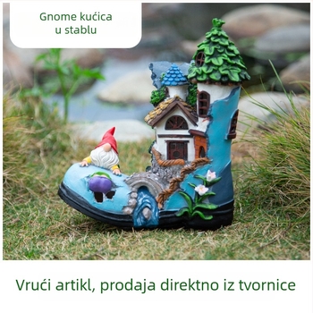 Smolasta solarna lampica ukras za vrt – gnomska kućica na drvetu, pastoralni stil, May Hong