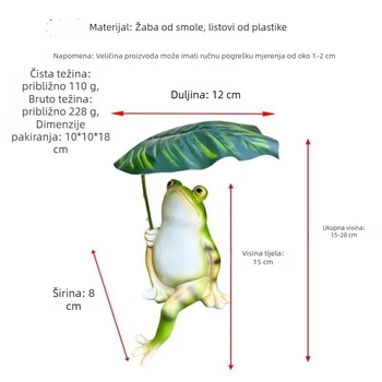 Žaba u obliku lista, dekorativna figura od sintetičke smole, crtani stil, za mini krajinske aranžmane u kući, na balkonu ili u vrtu