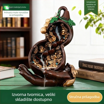 Moderen držač tamjana s protokom unatrag od smole, pejzažni dizajn – planine, rijeke i oblaci; veliki retro-stil dekorativni komad za hodnik