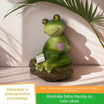 Žabja statue od smole – crtani stil, vrtna dekoracija za dvorište i krajolik