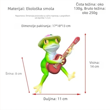 Princ žaba koji svira gitaru – mini krajolik za balkon i dvorište, od smole