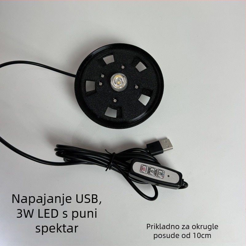 Svjetlo za mahovinu - USB napajanje, staklena ekološka boca, mali krajinski reflektor za akvarij i vodene biljke